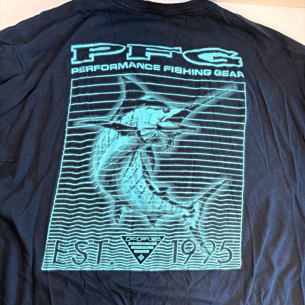 Columbia PFG Men's XXL Blue Short Sleeve Graphic Fish Crew Neck Cotton Tee